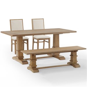 Crosley Furniture Joanna 4-Piece Modern Wood Dining Set in Rustic Brown/Cream