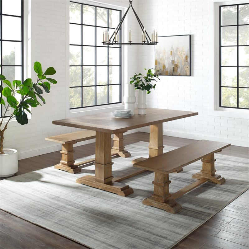 Crosley Furniture Joanna 3-Piece Modern Wood Dining Set in Rustic Brown