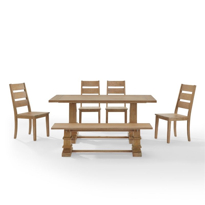 Crosley Furniture Joanna 6-Piece Modern Wood Dining Set in Rustic Brown