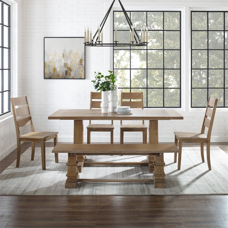Crosley Furniture Joanna 6-Piece Modern Wood Dining Set in Rustic Brown