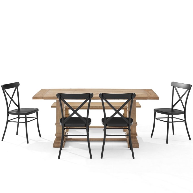 Crosley Furniture Joanna 6 Piece Modern Wood Dining Set in Rustic Brown/Black