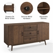 Crosley Furniture Lucas Mid-Century Wood Sideboard Buffet Cabinet in Brown