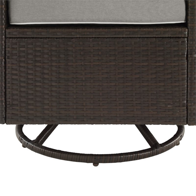 Crosley Furniture Palm Harbor 5PC Wicker / Rattan Conversation Set in Gray/Brown