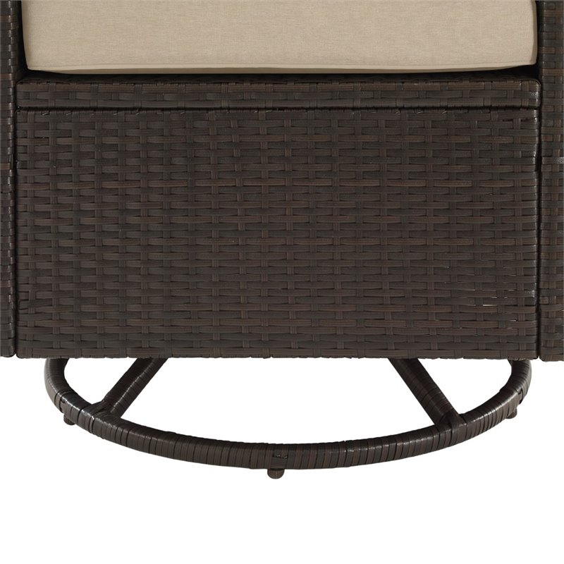 Crosley Furniture Palm Harbor 5PC Wicker / Rattan Conversation Set in Sand/Brown