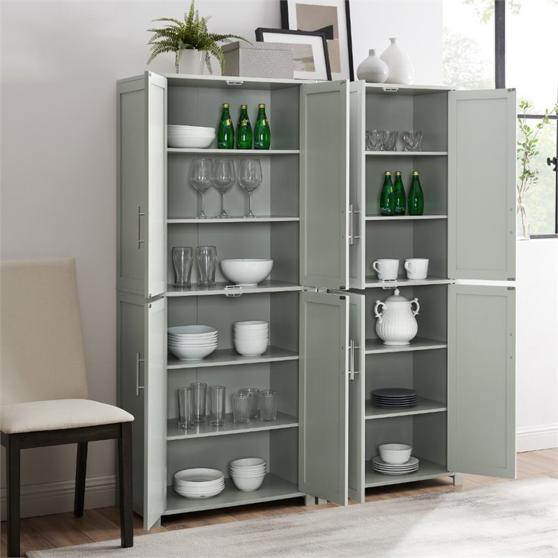 Crosley Furniture Savannah Transitional Tall Wood Pantry in Gray (Set of 2)