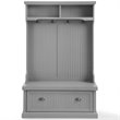 Crosley Furniture Seaside Coastal Wood Hall Tree in Distressed Gray and Chrome