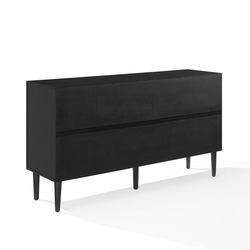 Crosley Furniture Everett 2 Large Cabinets Modern Wood Sideboard in Matte Black