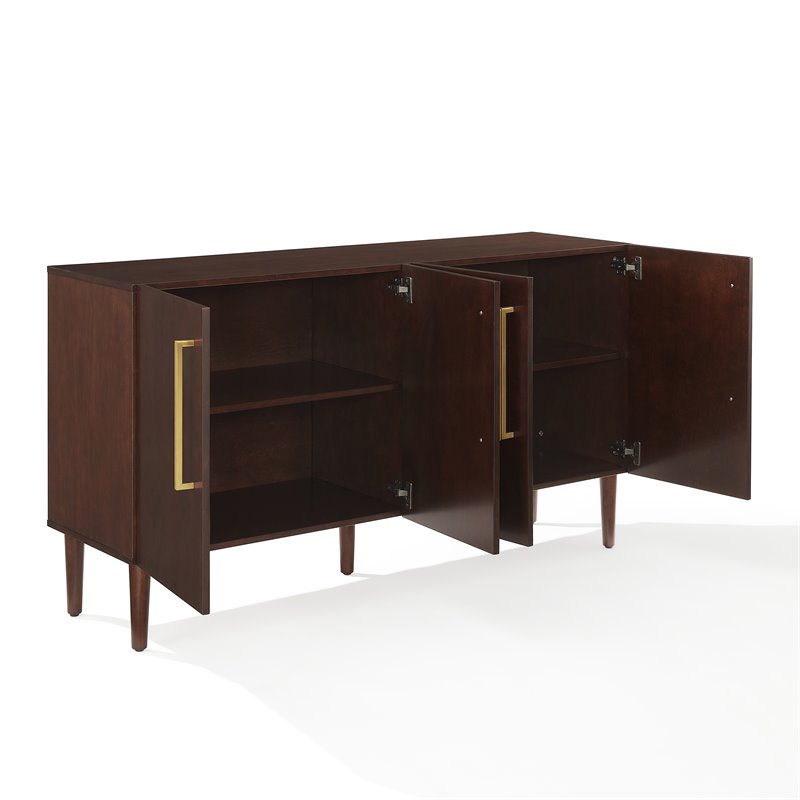 Crosley Furniture Everett 2 Large Cabinets Modern Wood Sideboard in Mahogany