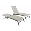 Crosley Furniture Weaver Steel Metal Sling Chaise Lounge in Gray (Set of 2)