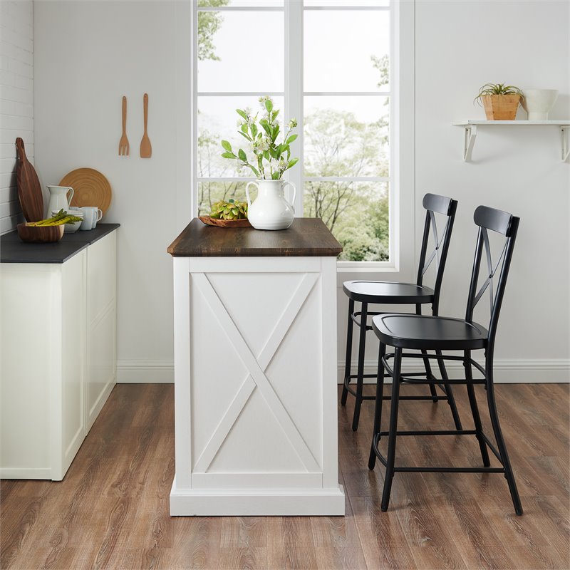 Crosley Furniture Clifton Modern Wood Kitchen Island w/ Camille Stool in White