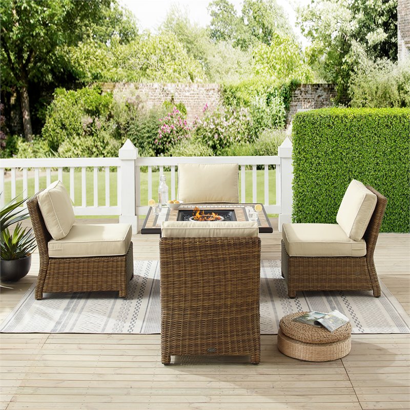 Crosley Furniture Bradenton 5-PC Wicker / Rattan Patio Conversation Set in Brown