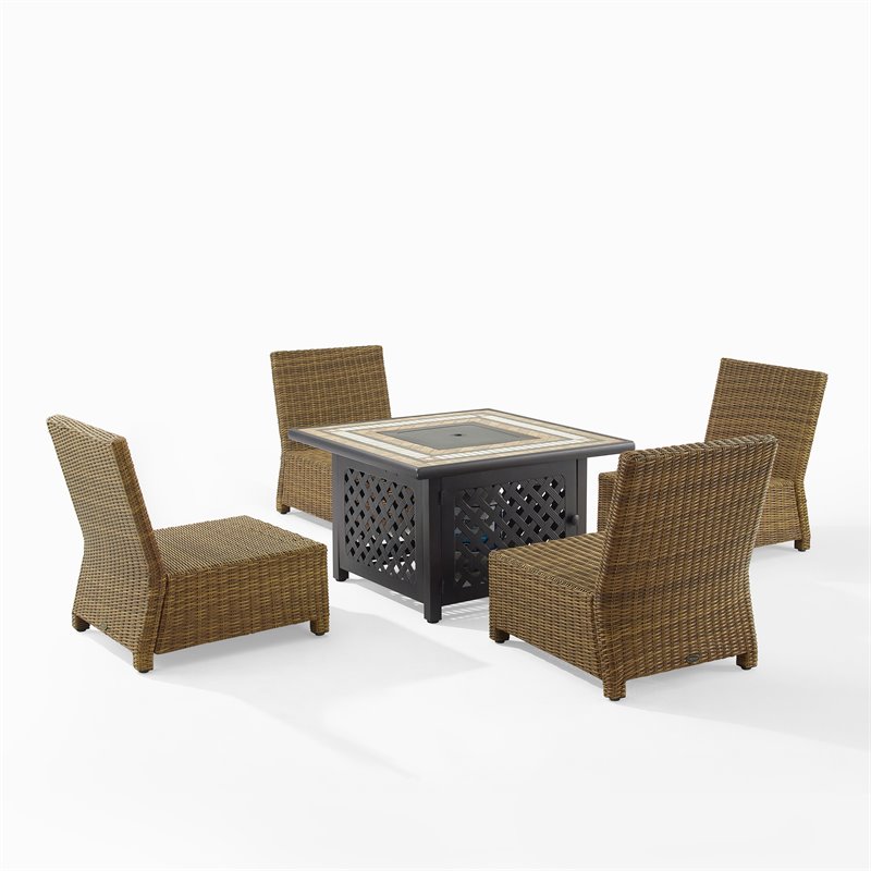 Crosley Furniture Bradenton 5-PC Wicker / Rattan Patio Conversation Set in Brown