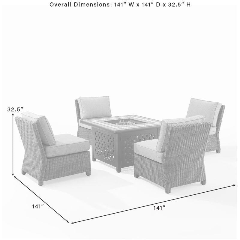Crosley Furniture Bradenton 5PC Fabric Outdoor Conversation Set in Gray/Brown