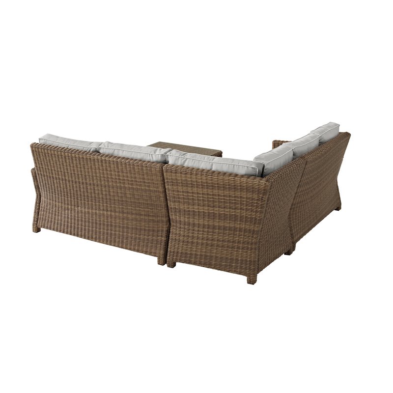 Crosley Furniture Bradenton 4-piece Fabric Outdoor Sectional Set in Gray/Brown