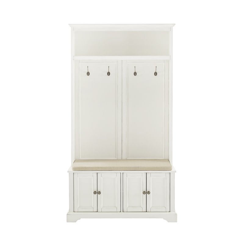 Crosley Furniture Holbrook Traditional Wood Hall Tree in Distressed White