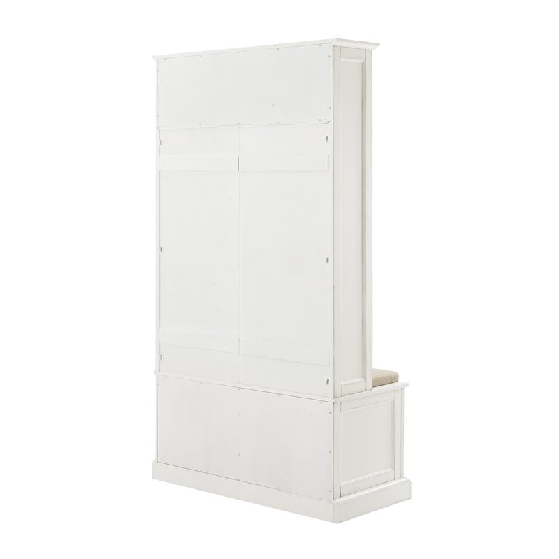 Crosley Furniture Holbrook Traditional Wood Hall Tree in Distressed White