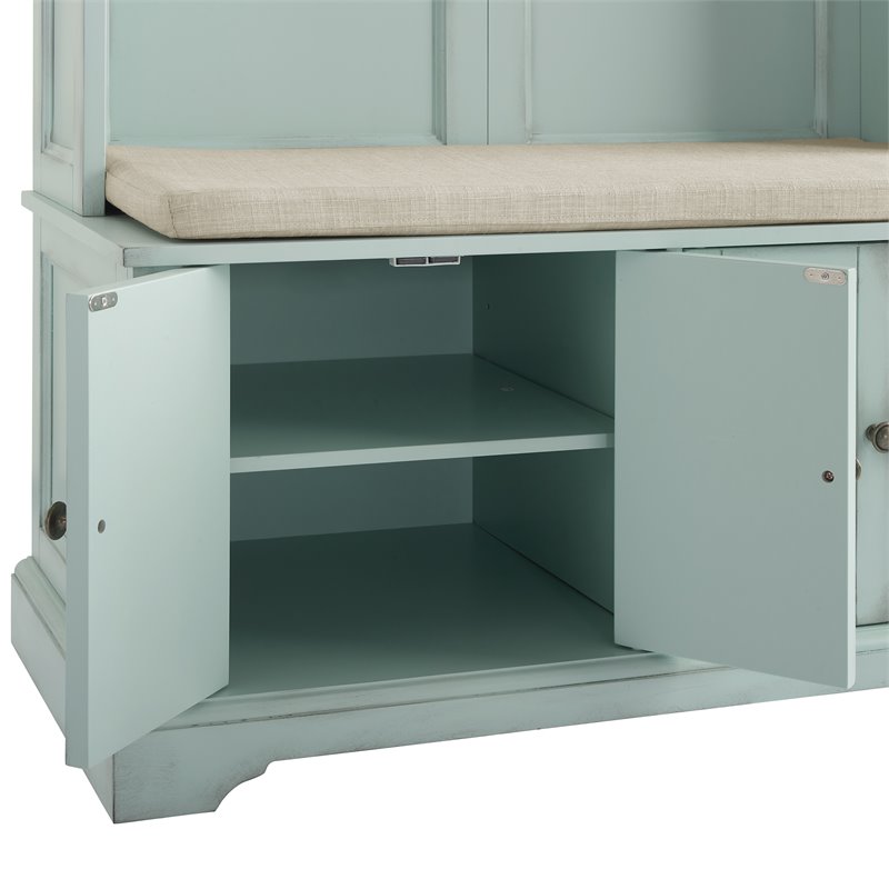 Crosley Furniture Holbrook Traditional Wood Hall Tree in Blue/Oatmeal
