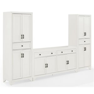 Crosley Furniture Tara 3PC Entertainment Center/Sideboard with Pantries in White