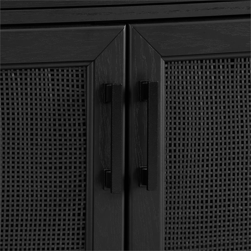 Crosley Furniture Milo Modern MDF Wood and Rattan Sideboard in Black