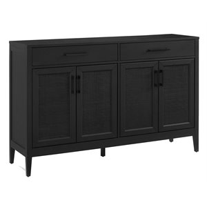 Crosley Furniture Milo Modern MDF Wood and Rattan Sideboard in Black