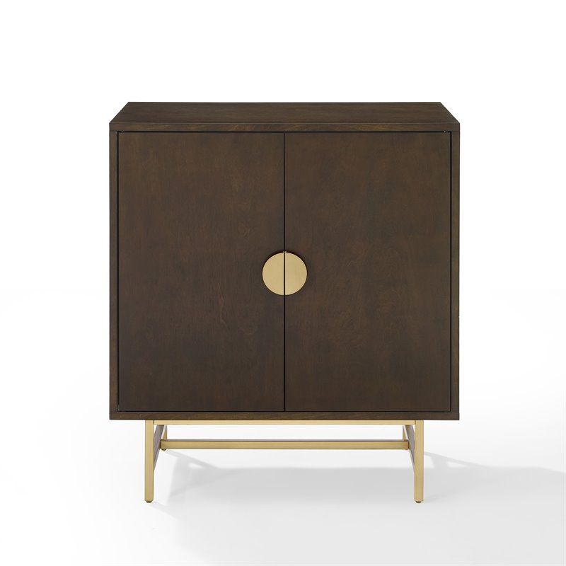 Crosley Furniture Blair Modern Wood Bar Cabinet in Dark Brown/Gold
