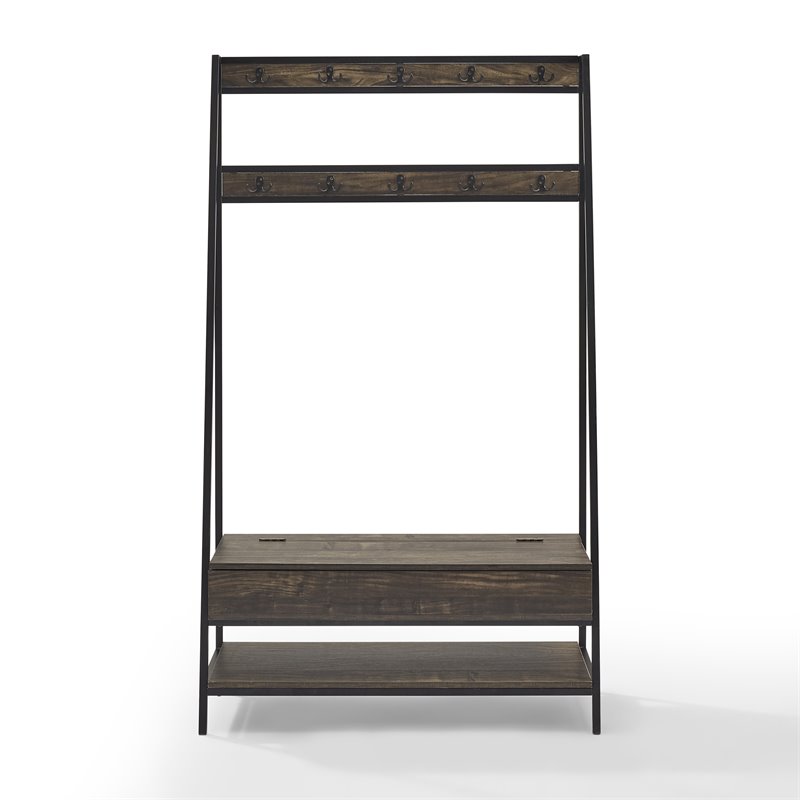 Crosley Furniture Jacobsen Modern Wood Hall Tree in Brown/Black