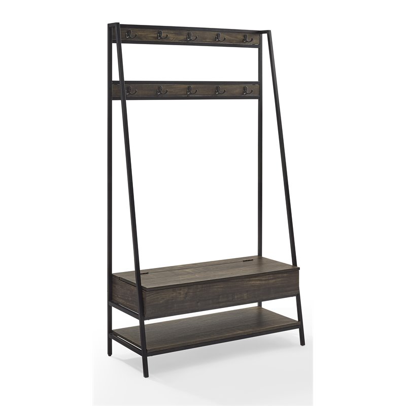 Crosley Furniture Jacobsen Modern Wood Hall Tree in Brown/Black