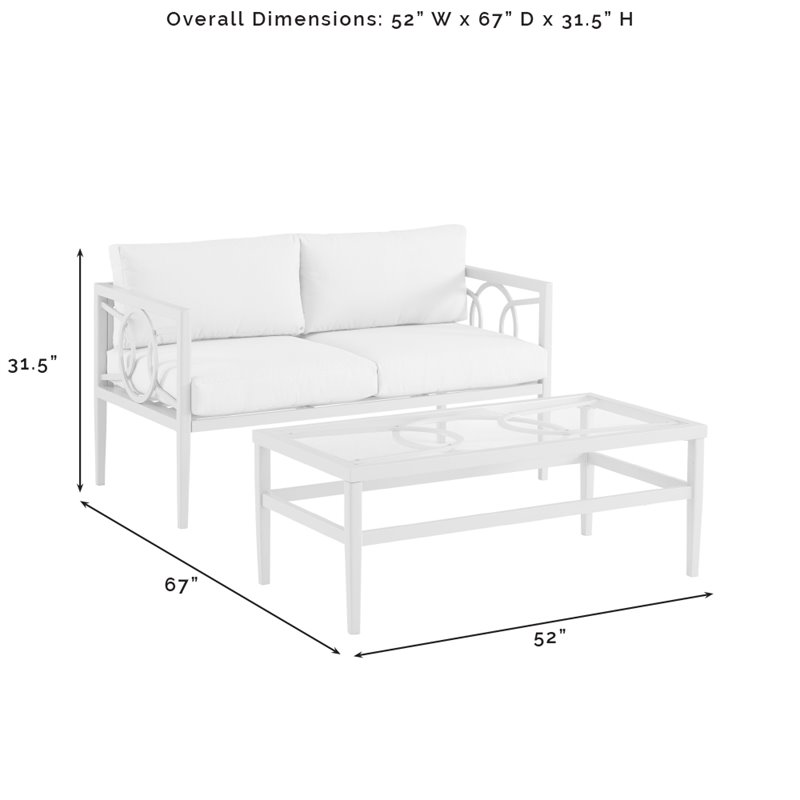 Crosley Furniture Ashford 2-piece Metal Outdoor Conversation Set in Gray