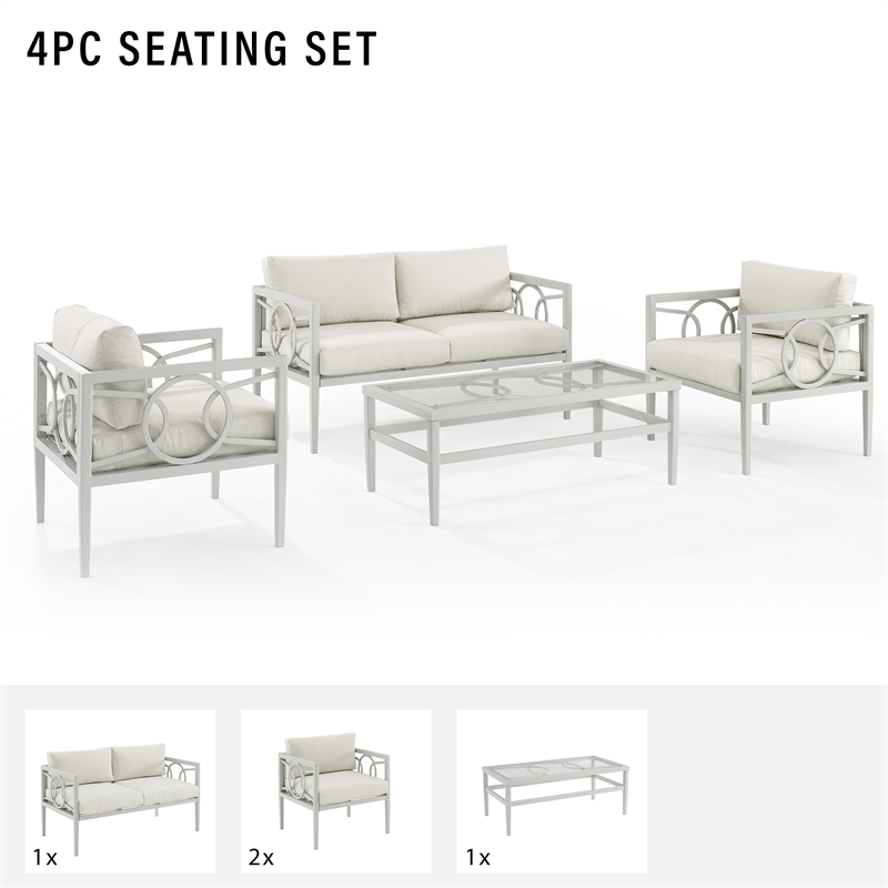Crosley Furniture Ashford 2-piece Metal Outdoor Conversation Set in Gray