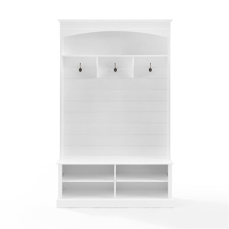 Crosley Furniture Bartlett Modern MDF and Birch Veneer Wood Hall Tree in White