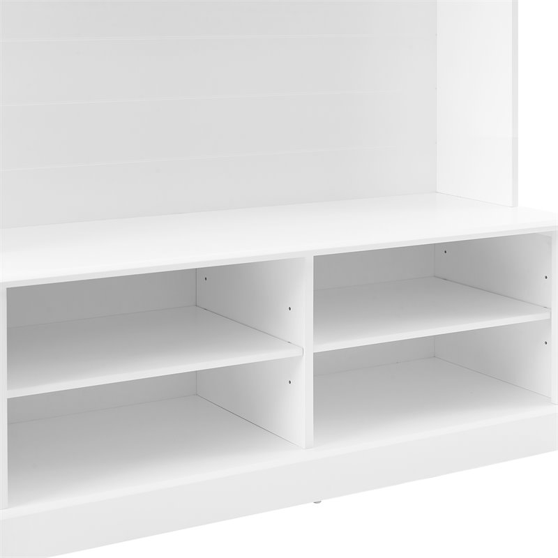 Crosley Furniture Bartlett Modern MDF and Birch Veneer Wood Hall Tree in White