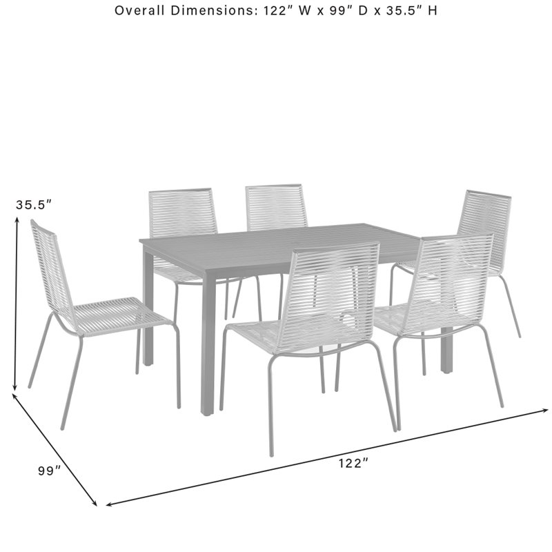 Crosley Furniture Fenton 7PC PE Wicker / Rattan Outdoor Dining Set in Gray