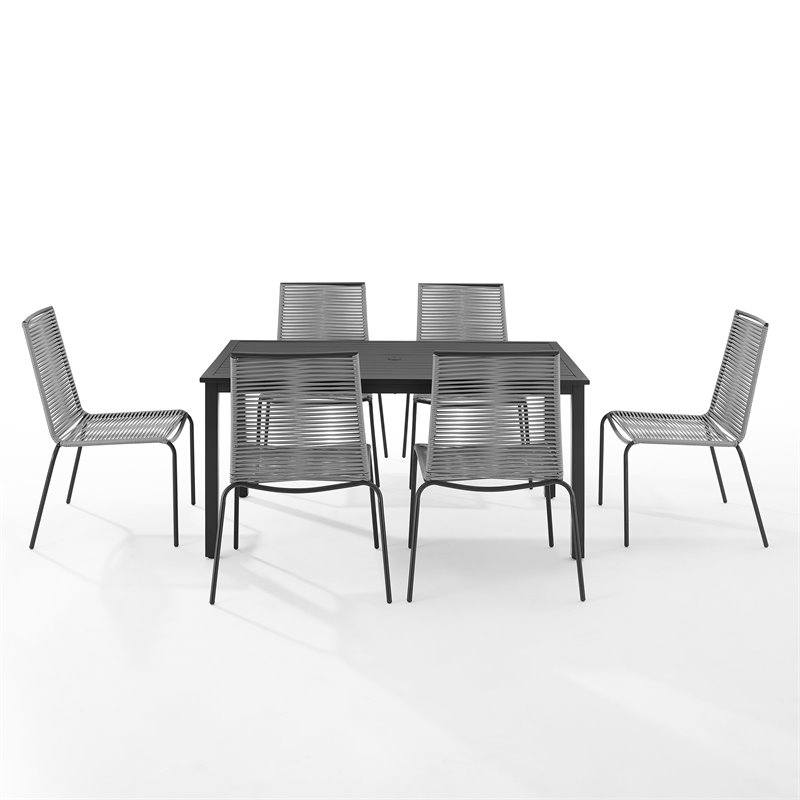 Crosley Furniture Fenton 7PC PE Wicker / Rattan Outdoor Dining Set in Gray