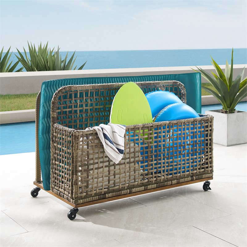 Crosley Furniture Ridley PE Wicker / Rattan Pool Storage Caddy in Natural