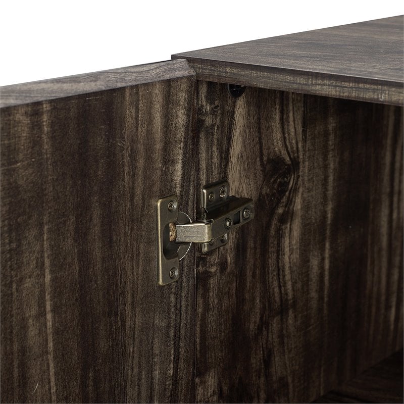 Crosley Furniture Jacobsen Wood Bar Cabinet in Brown Ash/Matte Black