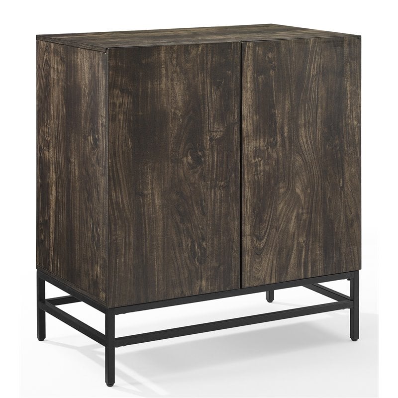 Crosley Furniture Jacobsen Wood Bar Cabinet in Brown Ash/Matte Black
