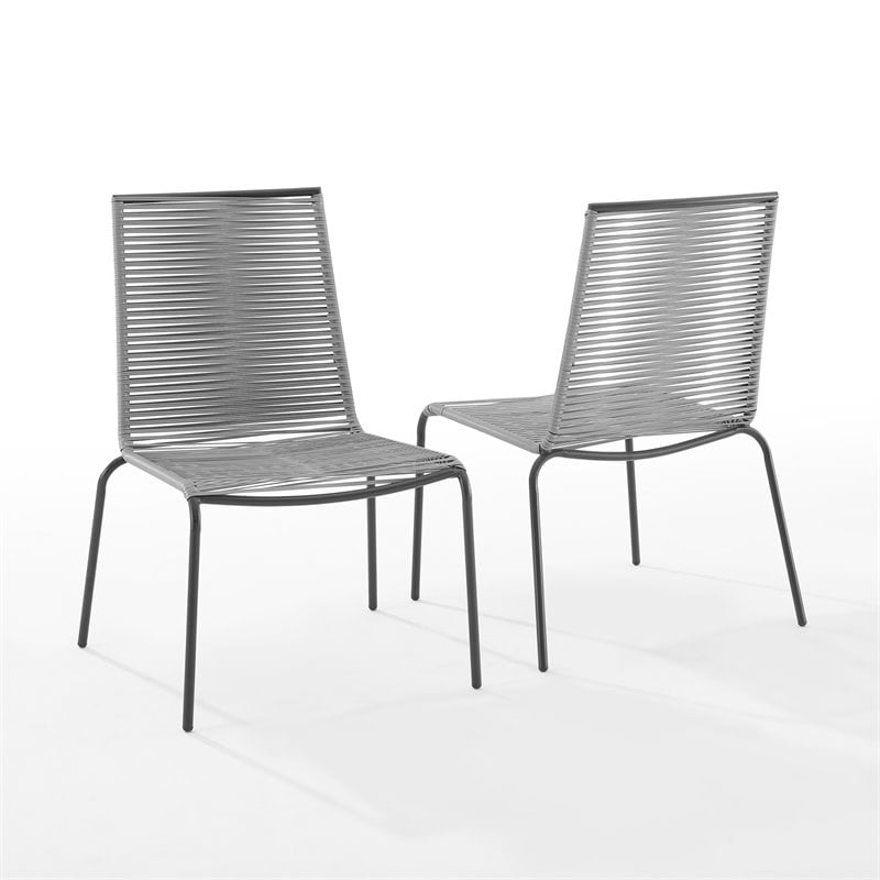 Crosley Furniture Fenton Wicker / Rattan Stackable Chair in Gray (Set of 4)