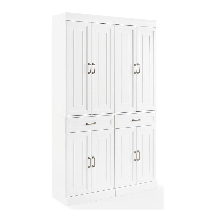 Crosley Furniture Stanton Traditional MDF Wood Pantry in White (Set of 2)