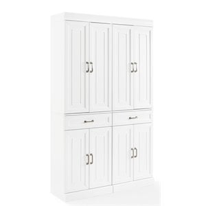 Crosley Furniture Stanton Traditional MDF Wood Pantry in White (Set of 2)