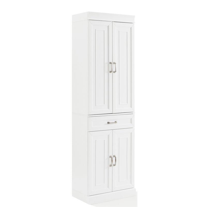 Crosley Furniture Stanton Traditional MDF and Birch Veneer Wood Pantry in White