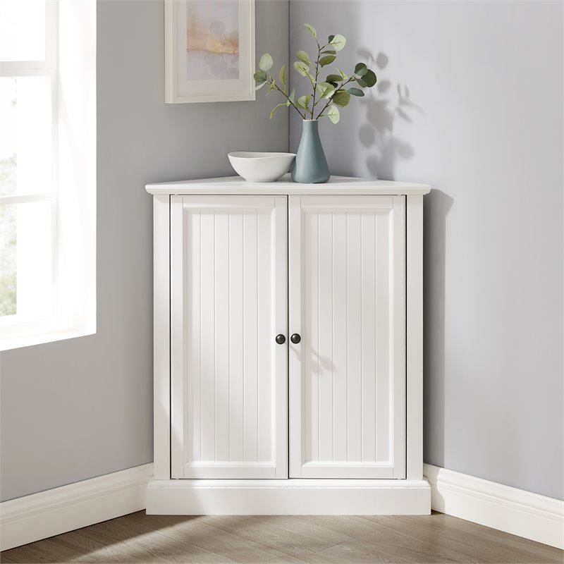 Crosley Furniture Shoreline Wood Corner Stackable Pantry in White