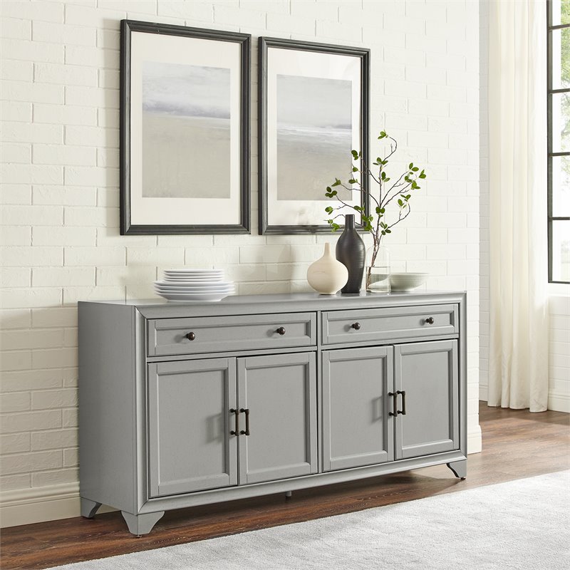 Crosley Furniture Tara Modern MDF Wood Sideboard in Distressed Gray