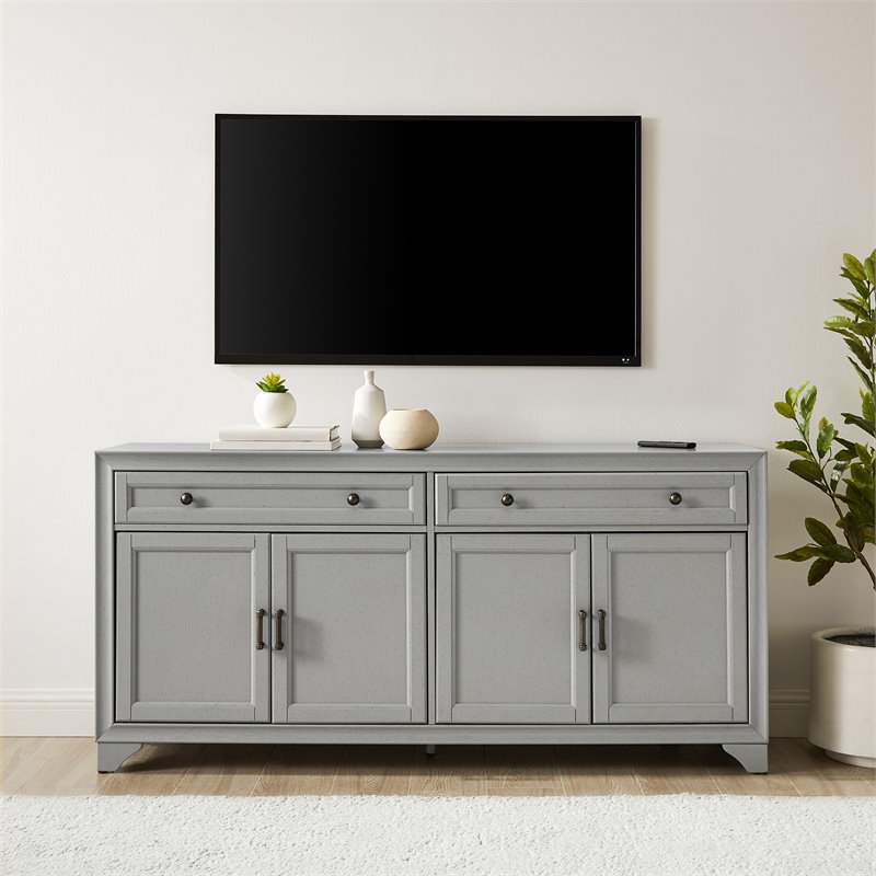 Crosley Furniture Tara Modern MDF Wood Sideboard in Distressed Gray
