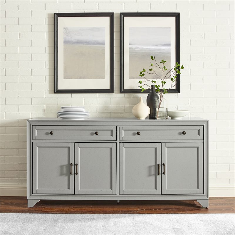 Crosley Furniture Tara Modern MDF Wood Sideboard in Distressed Gray