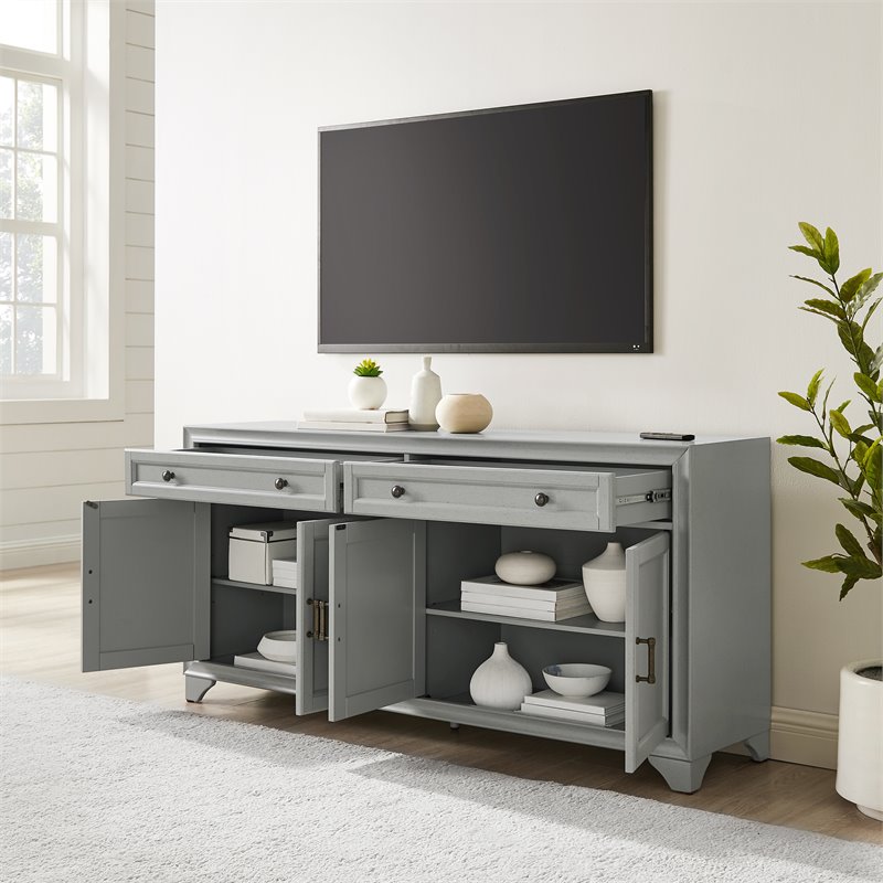 Crosley Furniture Tara Modern MDF Wood Sideboard in Distressed Gray