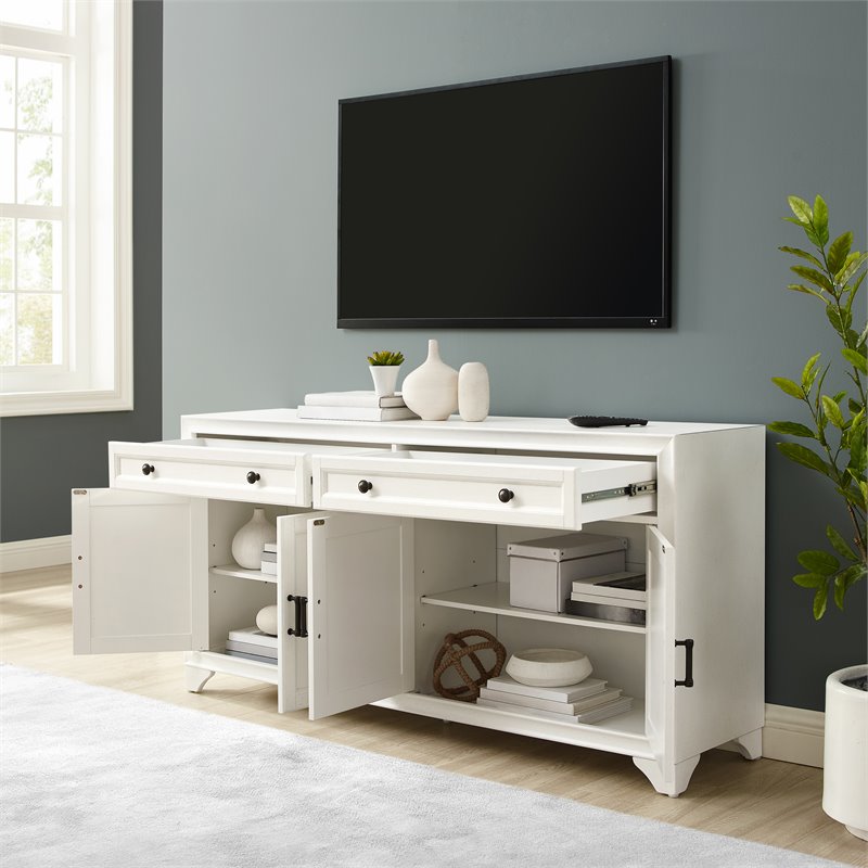 Crosley Furniture Tara Modern Wood Sideboard in Distressed White