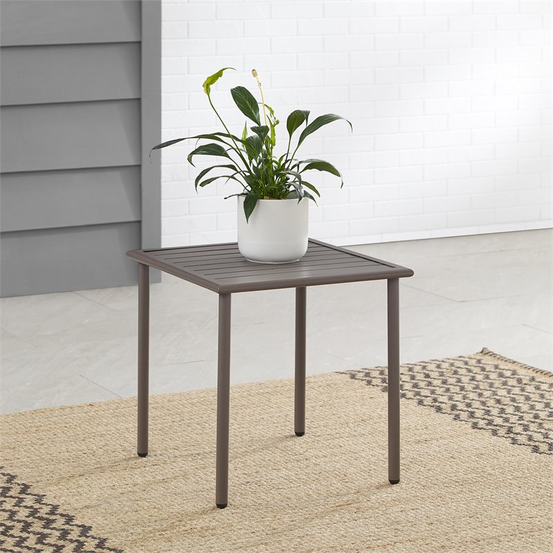 Crosley Furniture Cali Bay Modern Metal Outdoor Side Table in Light Brown