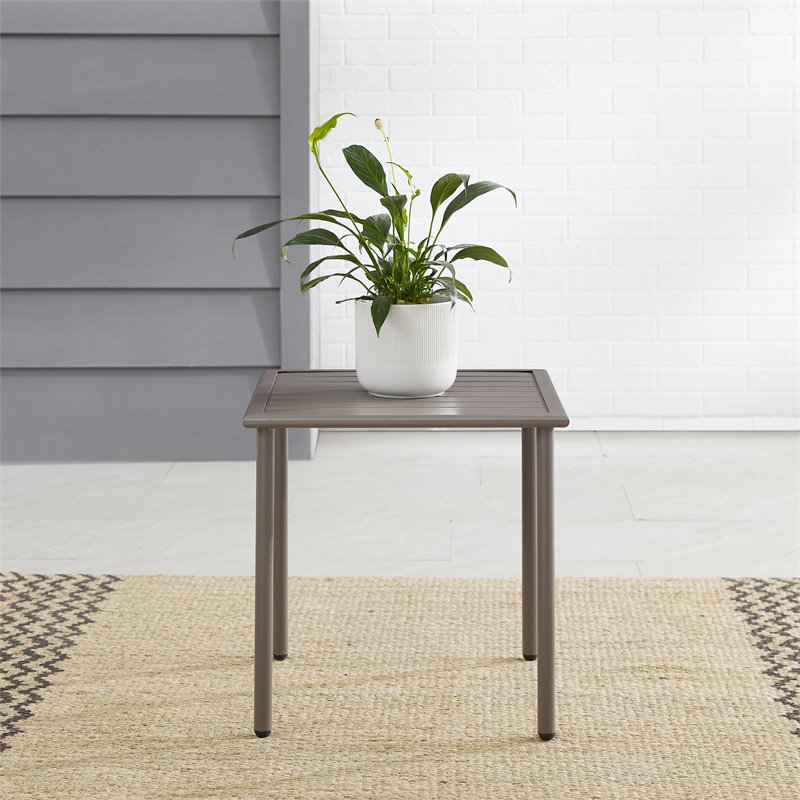 Crosley Furniture Cali Bay Modern Metal Outdoor Side Table in Light Brown