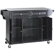 Crosley Furniture Wood/Stainless Steel Kitchen Cart in Black and Silver