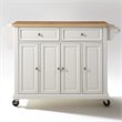 Crosley Furniture Natural Wood Top Kitchen Cart in White/Natural